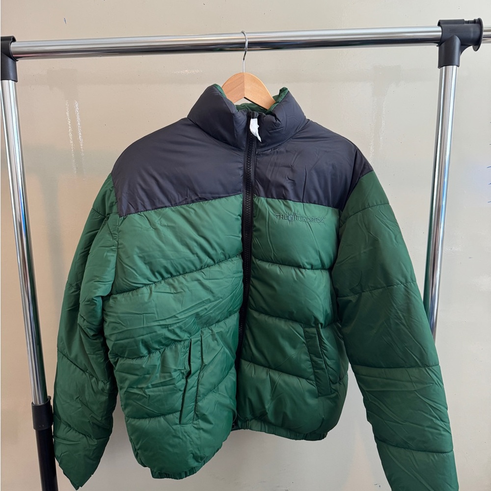 The Hundreds Padded Zip Jacket Green Black Medium NWT Streetwear Puffer